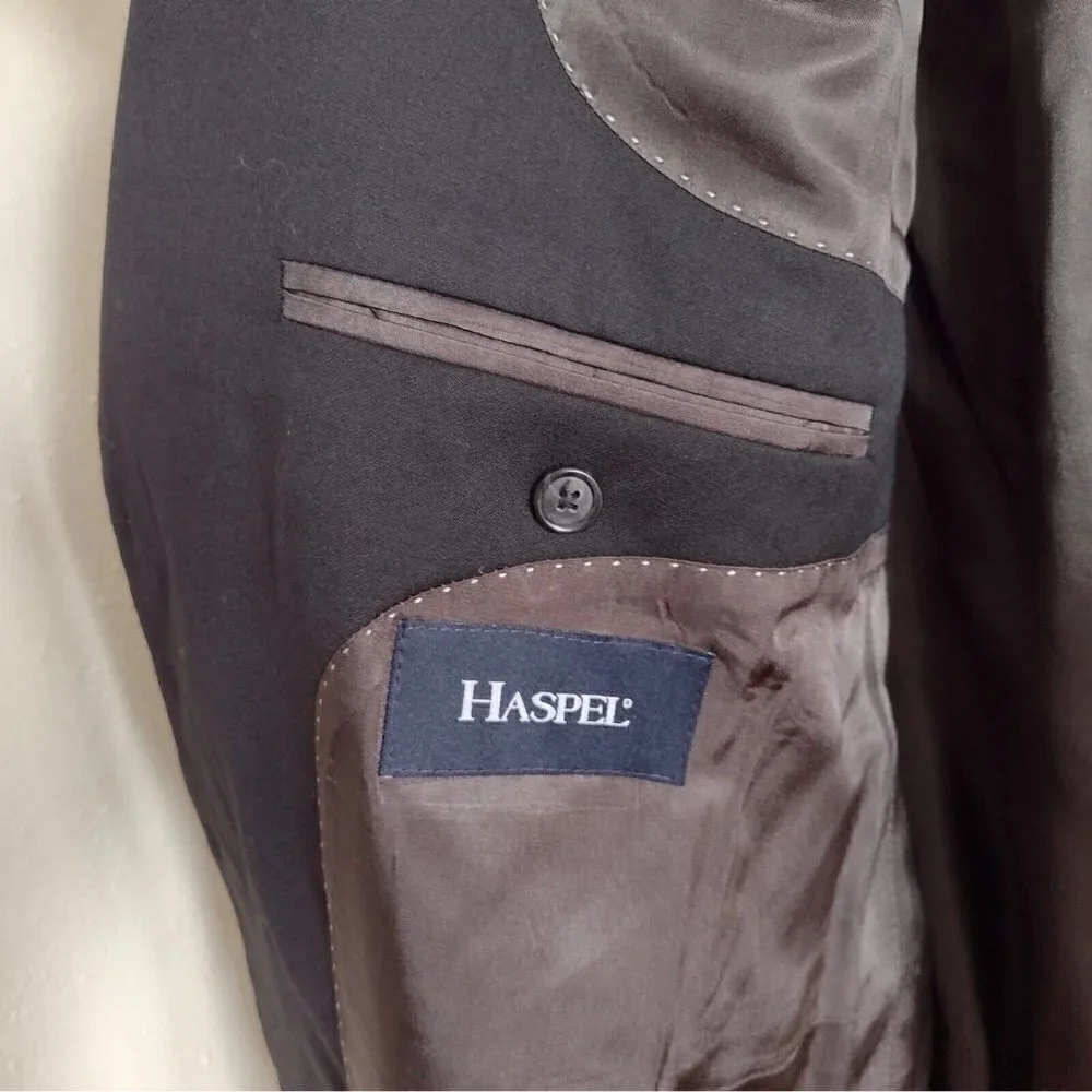 Haspel Super 110s Worsted 100% Wool Classic Suit Jacket Black Mens 52 Regular